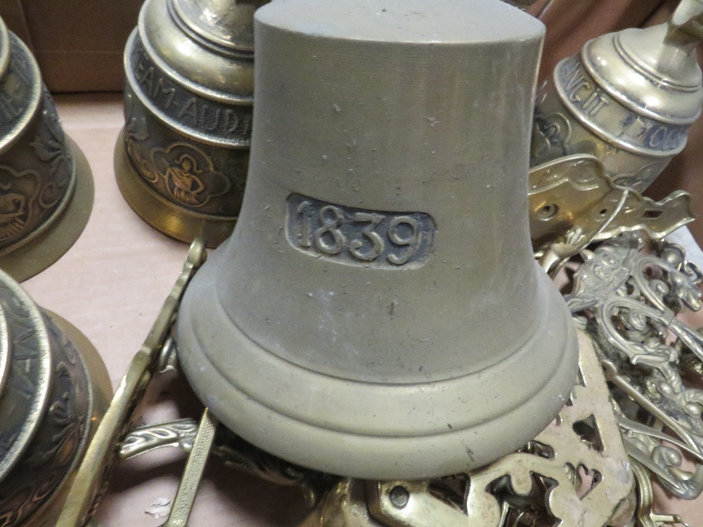 A QUANTITY OF BRASS BELLS TO INCLUDE ONE STAMPED 1839 - Image 2 of 4