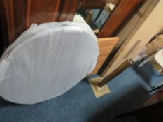 A COLLECTION OF FOUR TABLE TOPS, ONE STAND AND ONE CHAIR