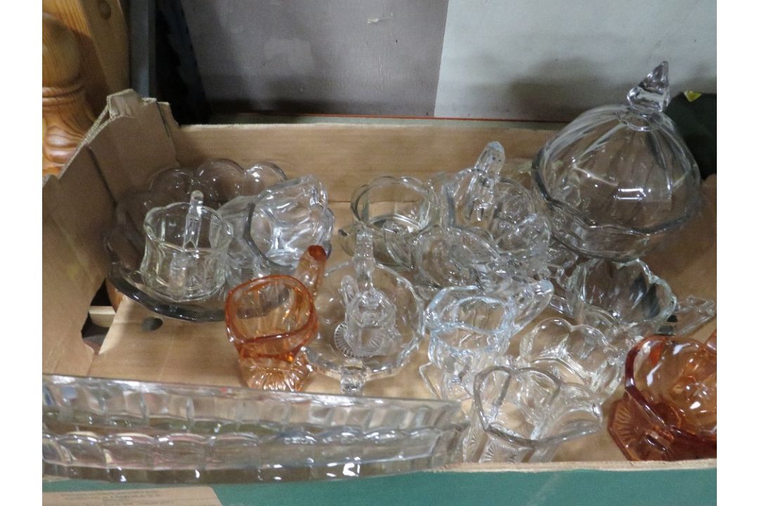 THREE TRAYS OF CLEAR PRESSED GLASS - Image 2 of 4