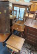 TWO VINTAGE OAK OCCASIONAL TABLES AND TWO OAK BARLEYTWIST TABLES (4)