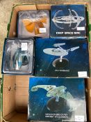 FIVE DIFFERENT BOXED EAGLEMOSS STAR TREK SPACECRAFT TO INC USS VENGEANCE, KLINGON D4 BIRD OF PREY,