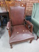 AN EDWARDIAN MAHOGANY ARMCHAIR