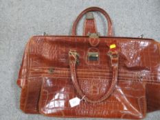 A LARGE LEATHER TYPE GLADSTONE TYPE BAG