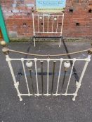 A VICTORIAN STYLE BRASS AND CAST SINGLE BED FRAME WITH IRONS