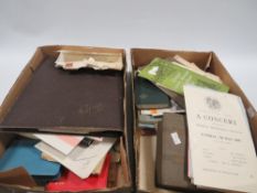 TWO TRAYS OF EPHEMERA, INCLUDING MUCH OF WALSALL INTEREST, OLD PROGRAMMES, DIARIES LETTERS ETC