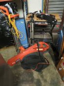 A SELECTION OF SIX ITEMS TO INCLUDE A BLACK & DECKER WORKMATE, A FLYMO LEAF VAC, A FLYMO STRIMMER, A