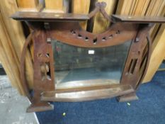 AN OAK ART NOUVEAU OVERMANTLE MIRROR W-106 CM