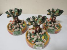 THREE REPRODUCTION STAFFORDSHIRE FLATBACK STYLE FARMYARD MODELS