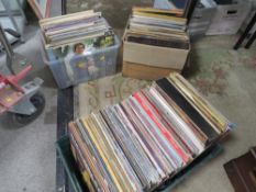 THREE BOXES OF LP RECORDS TO INCLUDE ROGER MILLER, WILLIE NELSON ETC