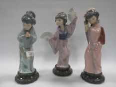 THREE LADRO GEISHA LADIES FIGURINES A/F