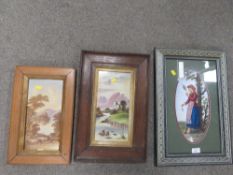 THREE FRAMED CERAMIC PLAQUES TWO A/F