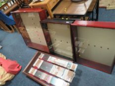 FOUR MODERN GLASS FRONTED DISPLAY CABINETS WITH SHELVES