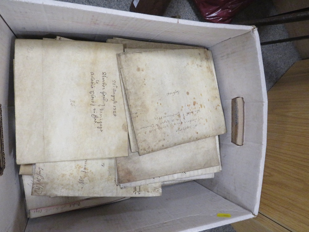 A BOX OF 18TH & 19TH CENTURY DEEDS SOME WITH PLANS MANY FROM NORTH STAFFORDSHIRE - Image 3 of 3