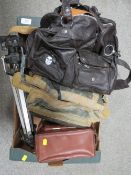 A TRAY OF ASSORTED CAMERA EQUIPMENT