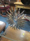 A VINTAGE BRASS AND ETCHED MIRRORED FIRE SCREEN