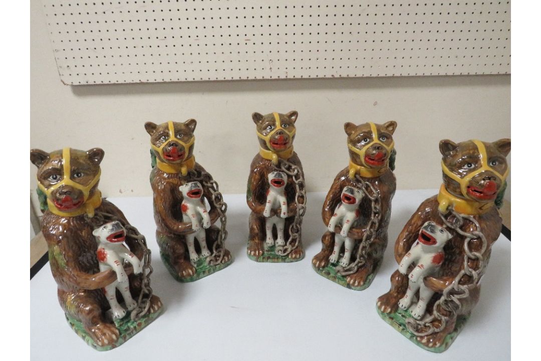 FIVE REPRODUCTION BEAR GREASE TEAPOTS - Image 1 of 4