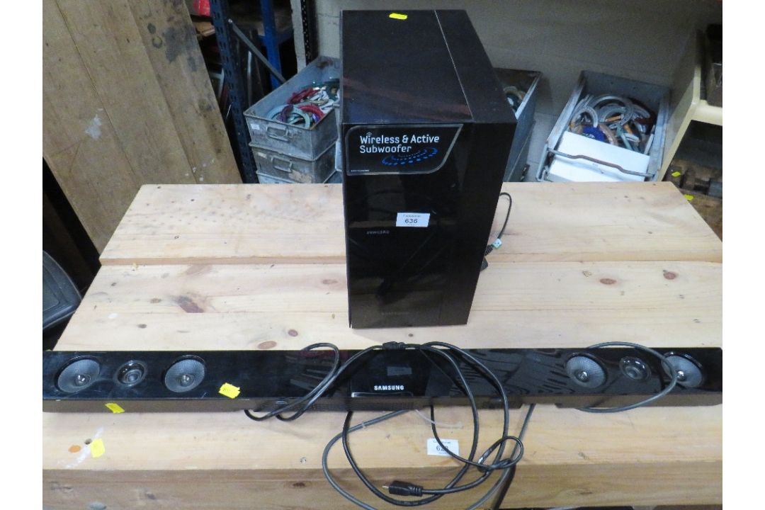 A SAMSUNG SOUND BAR AND A SUBWOOFER - Image 1 of 5