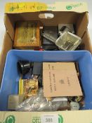 A TRAY OF COLLECTABLES TO INCLUDE JERSEY IDENTITY CARD