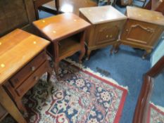 TWO PAIRS OF FRENCH STYLE SMALL BEDSIDE CUPBOARDS