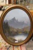 L. CROZIER - AN OVAL OIL OF AN ALPINE SCENE