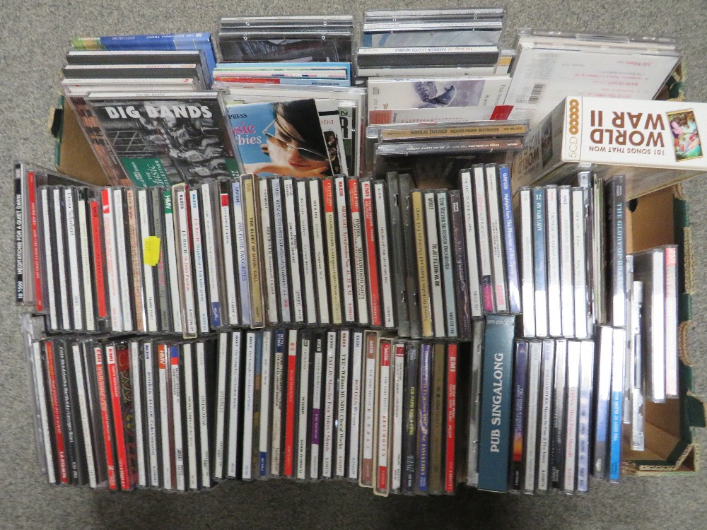 A TRAY OF ASSORTED CDS (CONTENTS NOT CHECKED)