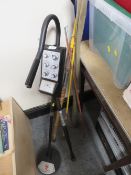A VINTAGE METAL DETECTOR, FISHING RODS ETC