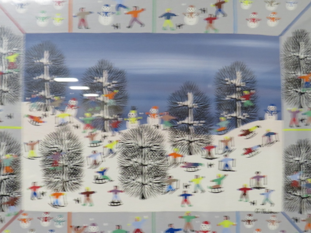 GORDON BARKER A FRAMED AND GLAZED MIXED MEDIA - 'SNOW SPORTS' - LOCATED IN FOYER - Image 2 of 2