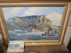 BERT WRIGHT F.R.S.A. 'UNION CASTLE - ARUNDEL CASTLE, SIGNED OIL ON CANVAS 48 X 74 CM TOGETHER WITH A