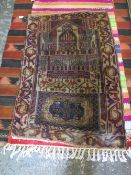 A PATTERNED WOOLLEN RUG - 127 X 90 CM