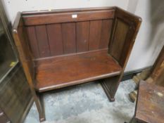 A SMALL PITCH PINE PEW W-82 CM