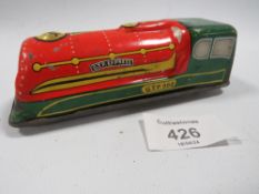 A VINTAGE TIN PLATE TRAIN 'G.T.E.EXPRESS''
