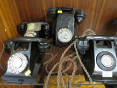 FOUR ASSORTED VINTAGE TELEPHONES TOGETHER WITH A PACKET OF DIALS