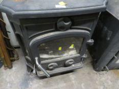 A CAST IRON LOG BURNER FIRE