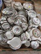 A TRAY OF INDIAN TREE PATTERN ITEMS BY ASSORTED MAKERS TO INCLUDE COALPORT