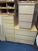 THREE MODERN BEECH CHESTS