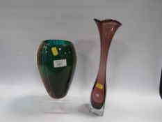 TWO GLASS VASES ONE SWEDISH STYLE