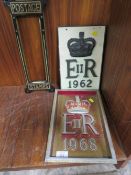 TWO 1960'S POST OFFICE PLAQUES TOGETHER WITH A POST BOX COVER