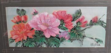 A LARGE FRAMED FLORAL PASTEL STUDY - SIGNED