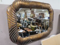 A MODERN SHAPED RECTANGULAR MIRROR 90 X 120 CM