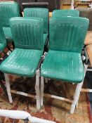 A SET OF FOUR MODERN TEAL KITCHEN / BAR STOOLS