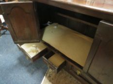 AN ANTIQUE OAK MULE CHEST CONVERTED TO A CABINET A/F