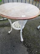 A VINTAGE CAST IRON BRITANNIA STYLE PUB TABLE