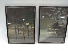 MATSUI - A PAIR OF WATERCOLOUR AND GOUACHE ORIENTAL SCENES