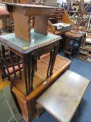 A SELECTION OF FOUR ITEMS COMPRISING A VINTAGE BLANKET CHEST, NEST OF TABLES, A COFFEE TABLE AND A