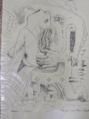 ANDRE MASSON (1896-1987) 'FAULEIN POUR PAULINE BOUQHESTE' SIGNED LITHOGRAPH, 42 X 30 CM