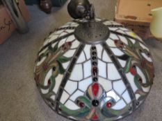 A TIFFANY STYLE LAMP SHADE TOGETHER WITH A CEILING LIGHT FITTING