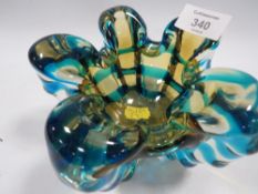 A VINTAGE MURANO COLOURED ASHTRAY
