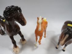 THREE BAY BESWICK HORSES TO INCLUDE A CANTERING SHIRE