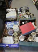 FOUR TRAYS OF ASSORTED CERAMICS AND SUNDRIES