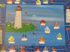 GORDON BARKER A FRAMED AND GLAZED MIXED MEDIA - 'SAILING'